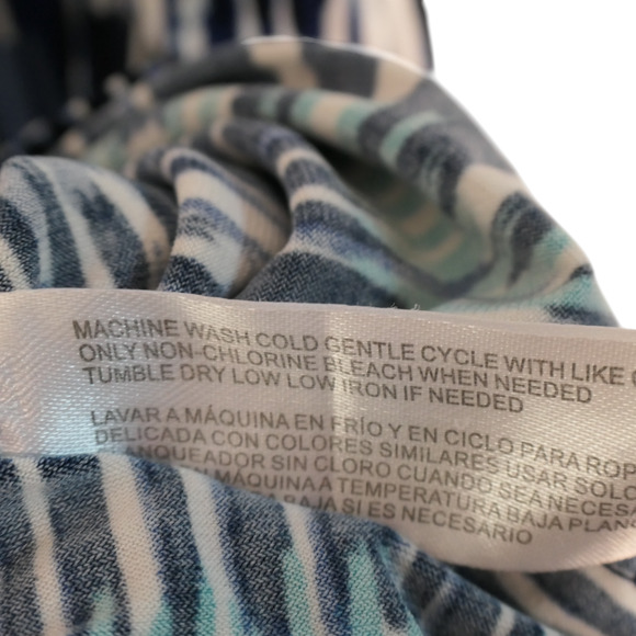 Carolyn Taylor Tunic Blouse Womens 3X Blue Green Attached Necklace Career Top - Picture 9 of 10